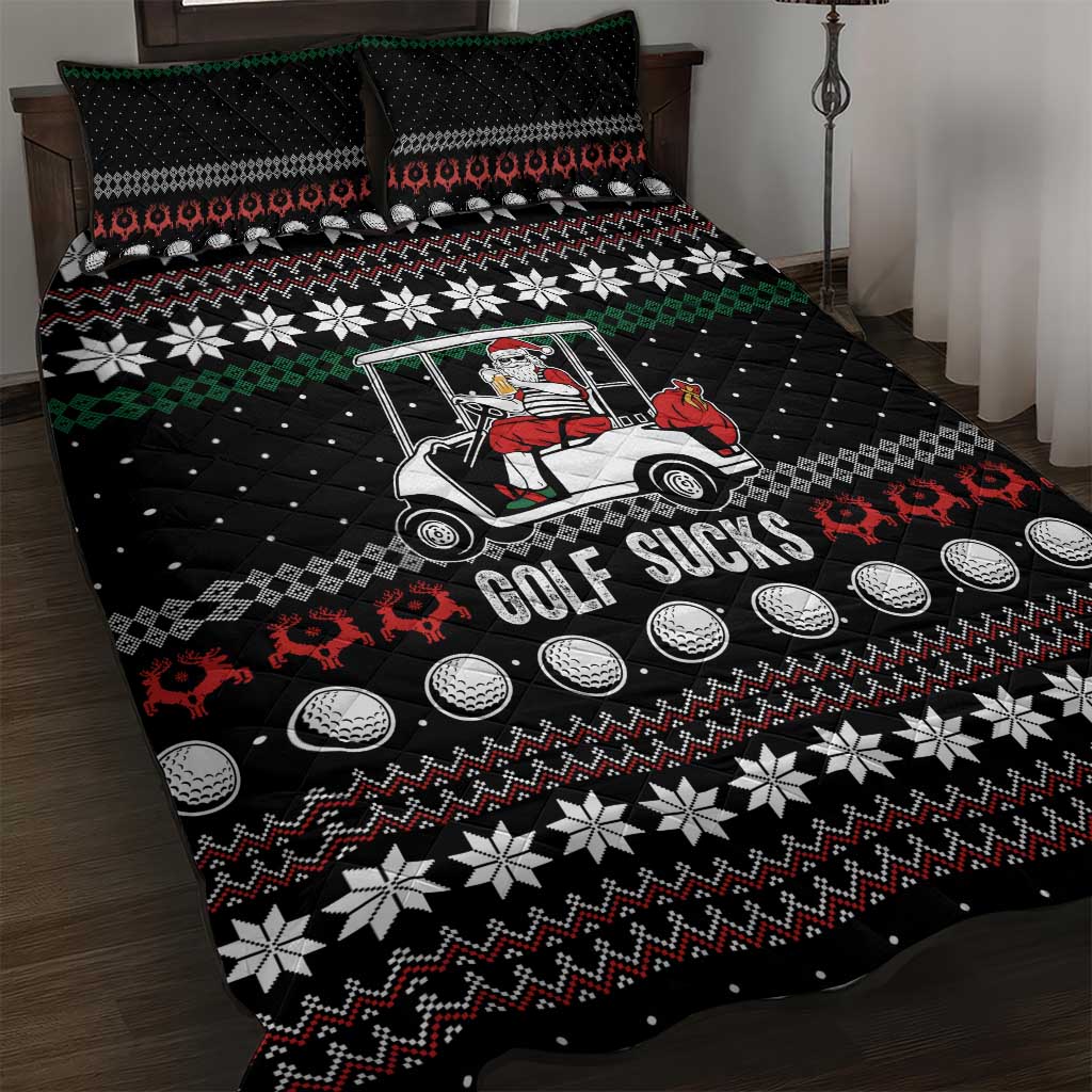 Golf Sucks Christmas Quilt Bed Set Xmas Holiday Patterns - Wonder Print Shop