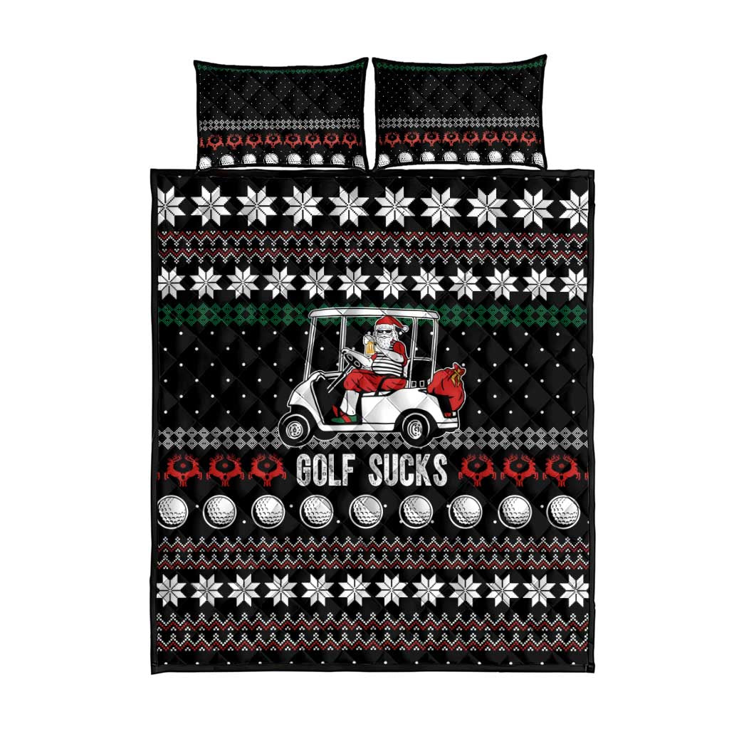 Golf Sucks Christmas Quilt Bed Set Xmas Holiday Patterns - Wonder Print Shop