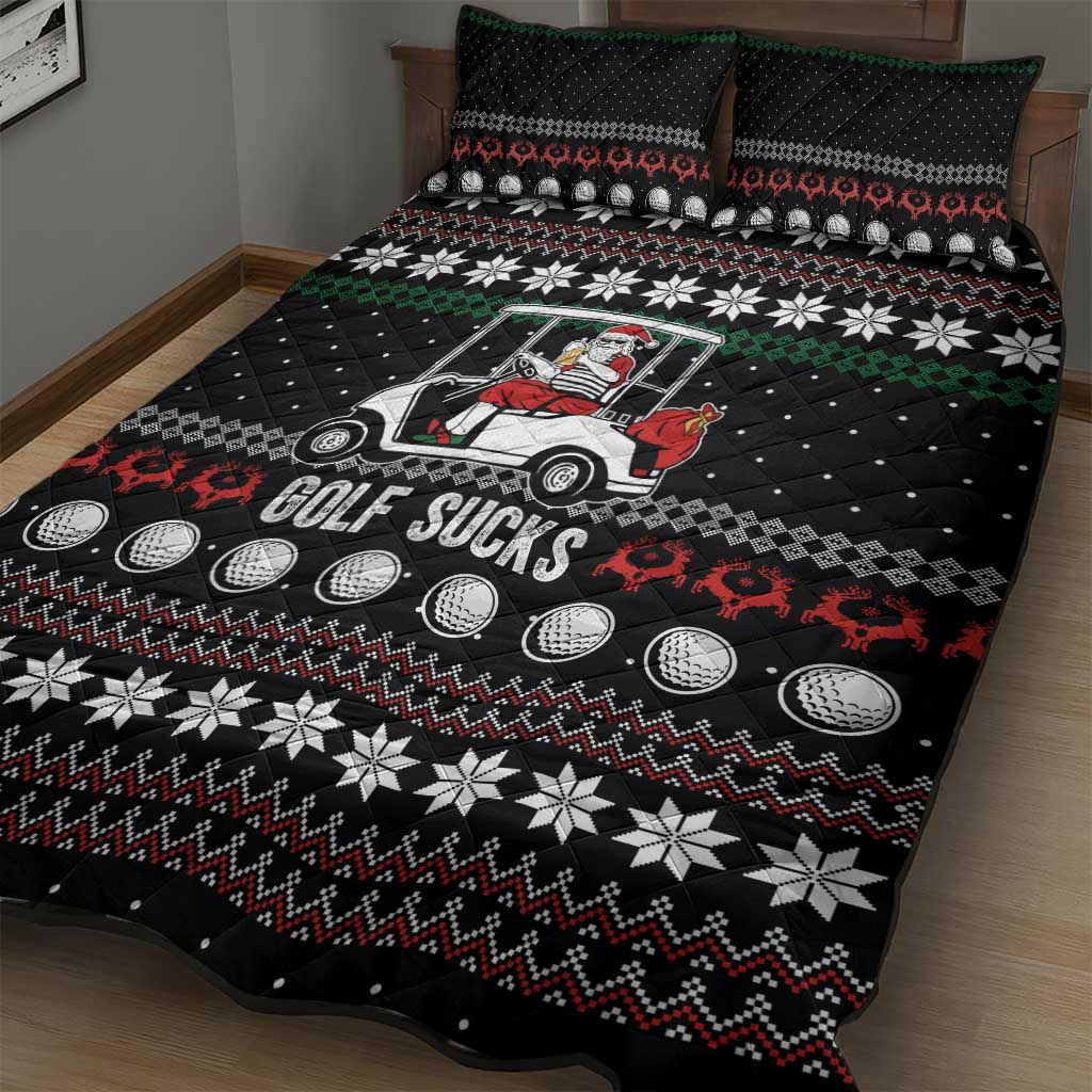 Golf Sucks Christmas Quilt Bed Set Xmas Holiday Patterns - Wonder Print Shop
