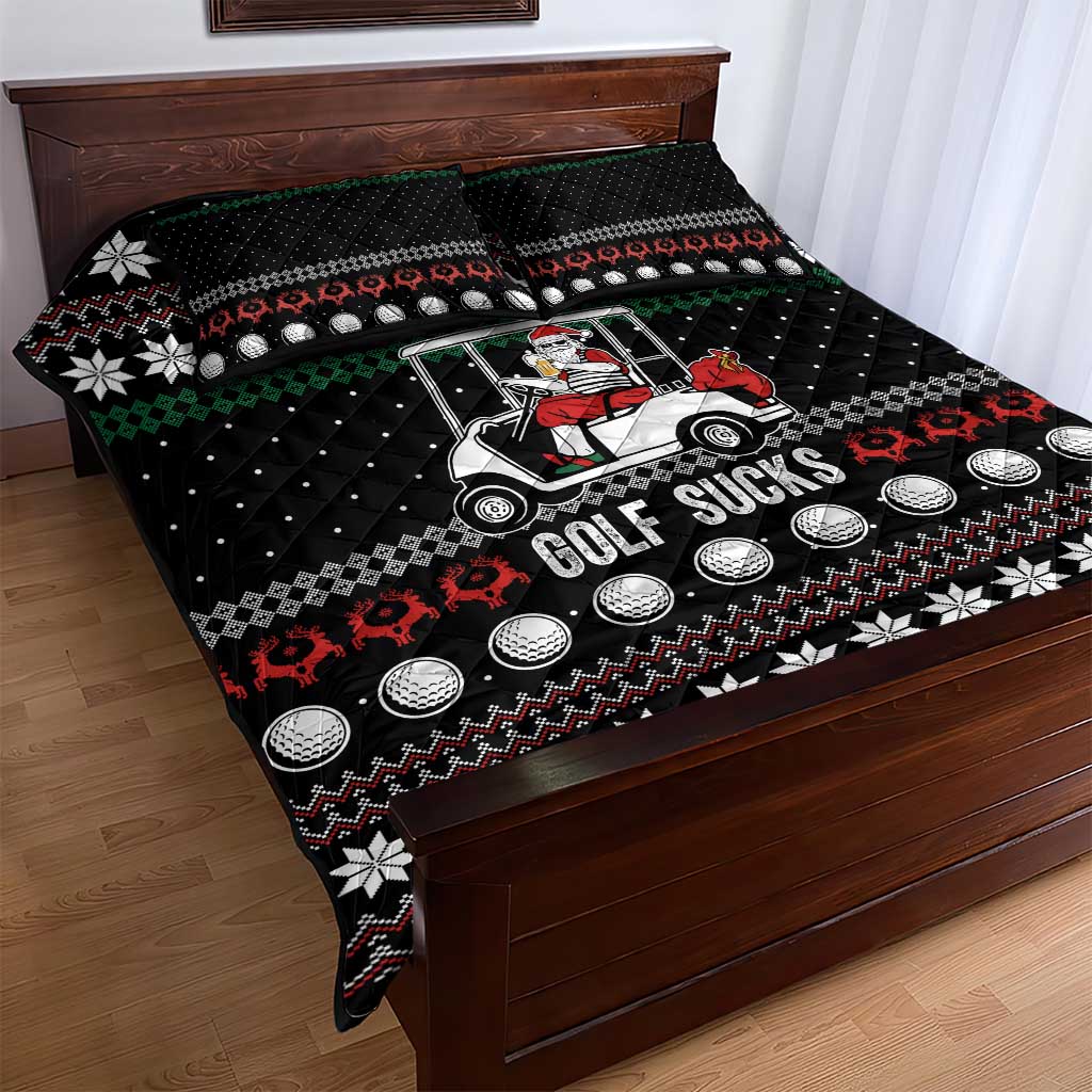 Golf Sucks Christmas Quilt Bed Set Xmas Holiday Patterns - Wonder Print Shop