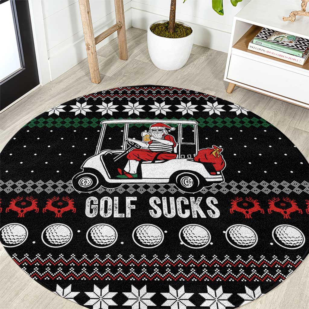 Golf Sucks Christmas Round Carpet Xmas Holiday Patterns - Wonder Print Shop