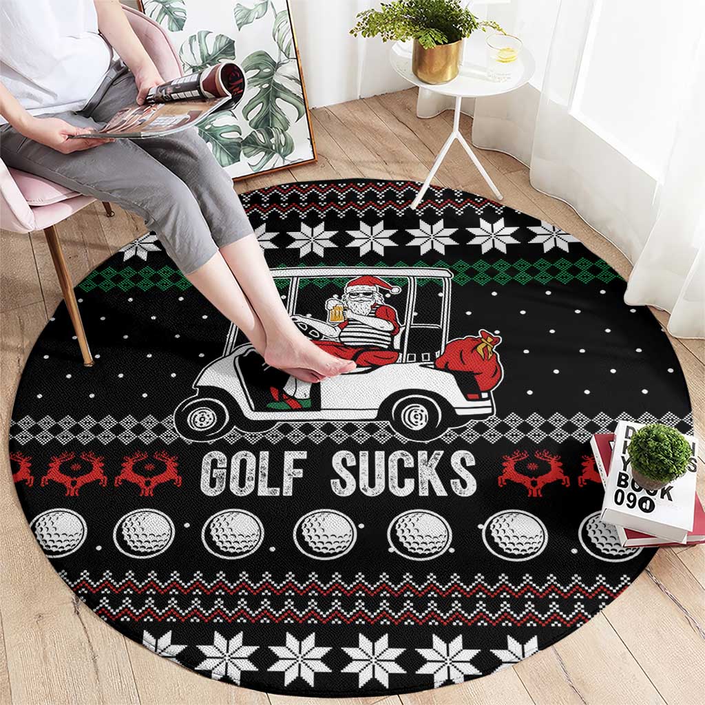 Golf Sucks Christmas Round Carpet Xmas Holiday Patterns - Wonder Print Shop