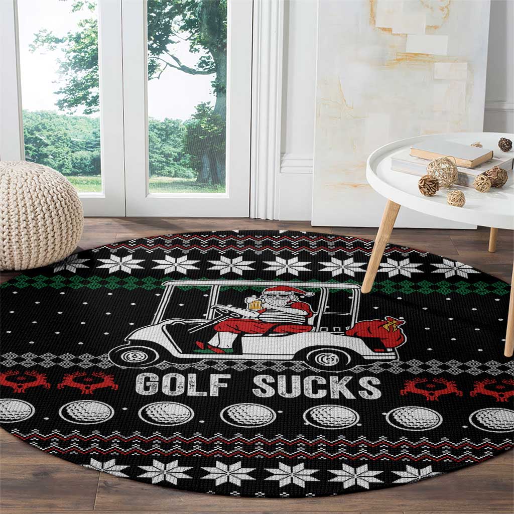 Golf Sucks Christmas Round Carpet Xmas Holiday Patterns - Wonder Print Shop