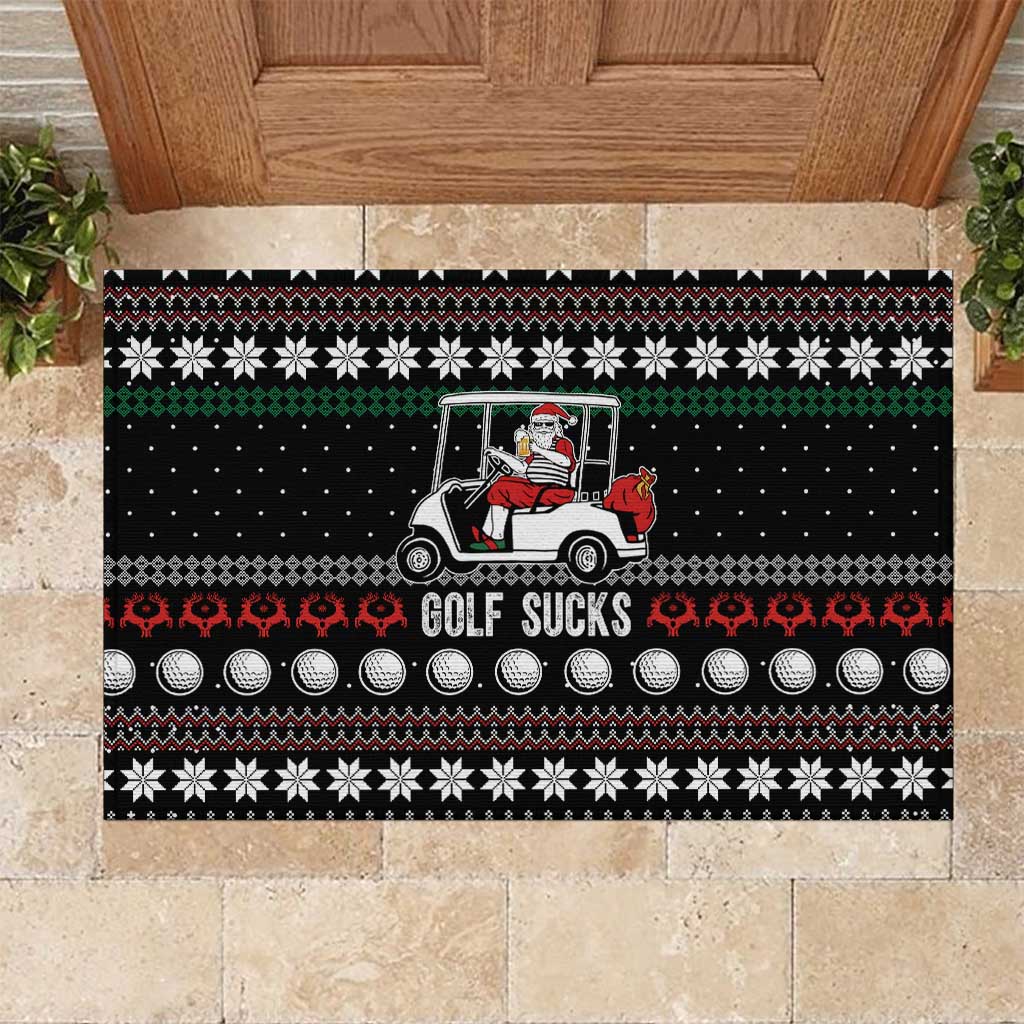 Golf Sucks Christmas Rubber Doormat Xmas Holiday Patterns - Wonder Print Shop