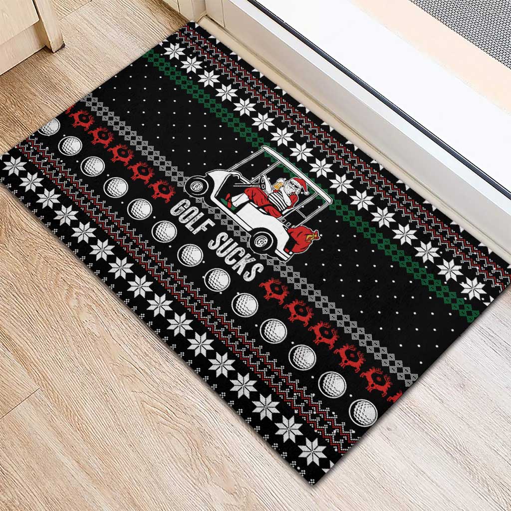Golf Sucks Christmas Rubber Doormat Xmas Holiday Patterns - Wonder Print Shop