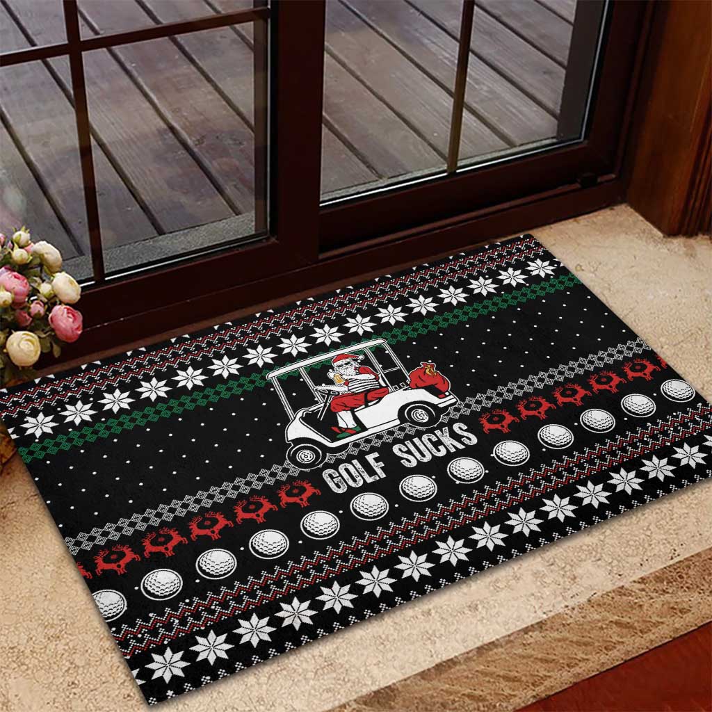 Golf Sucks Christmas Rubber Doormat Xmas Holiday Patterns - Wonder Print Shop
