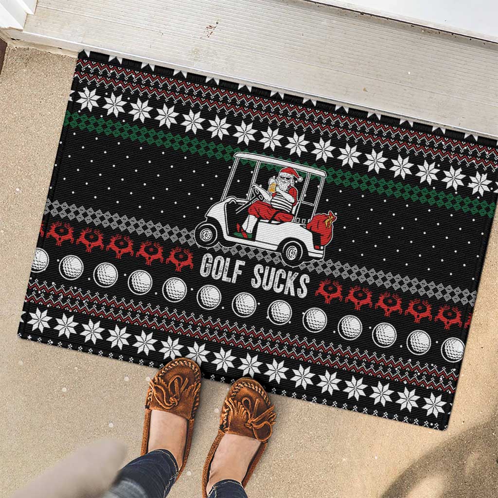 Golf Sucks Christmas Rubber Doormat Xmas Holiday Patterns - Wonder Print Shop