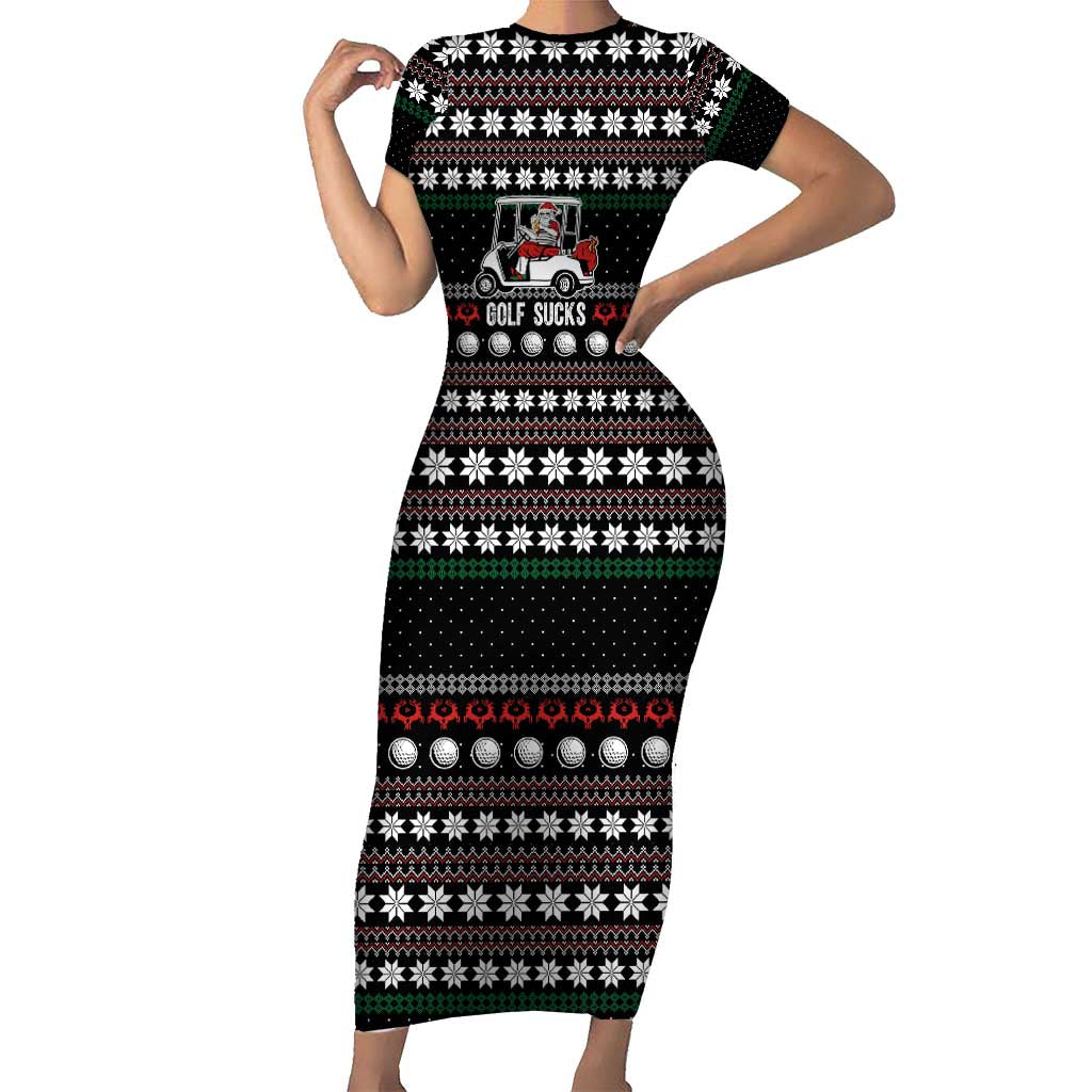 Golf Sucks Christmas Short Sleeve Bodycon Dress Xmas Holiday Patterns - Wonder Print Shop