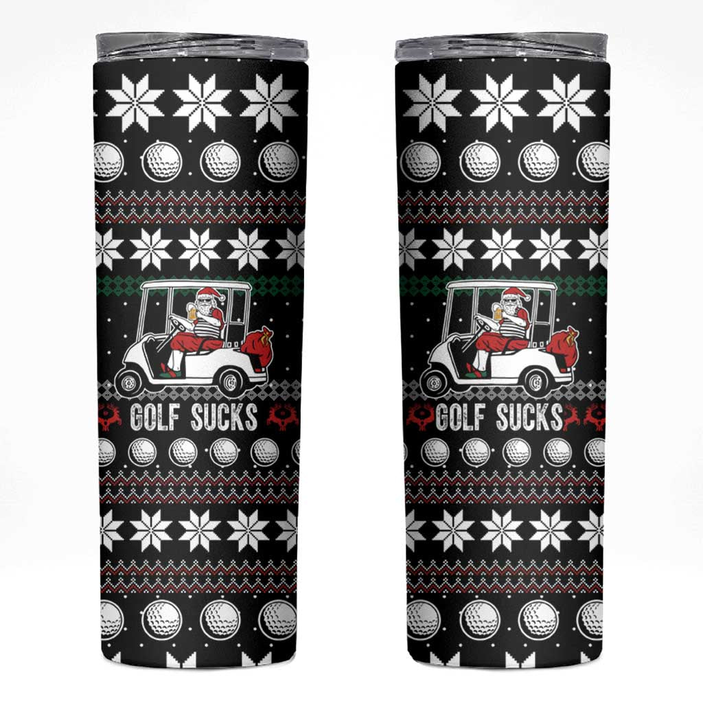 Golf Sucks Christmas Skinny Tumbler Xmas Holiday Patterns - Wonder Print Shop