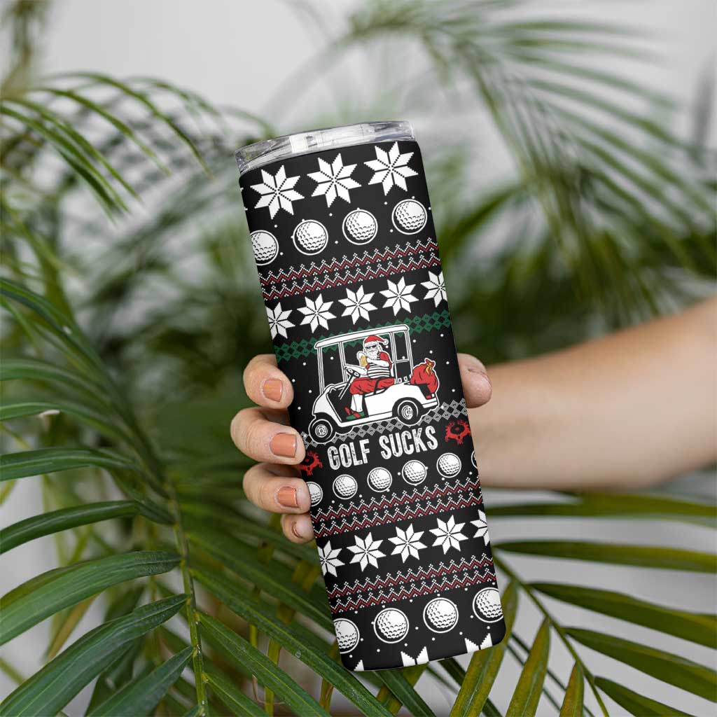 Golf Sucks Christmas Skinny Tumbler Xmas Holiday Patterns - Wonder Print Shop