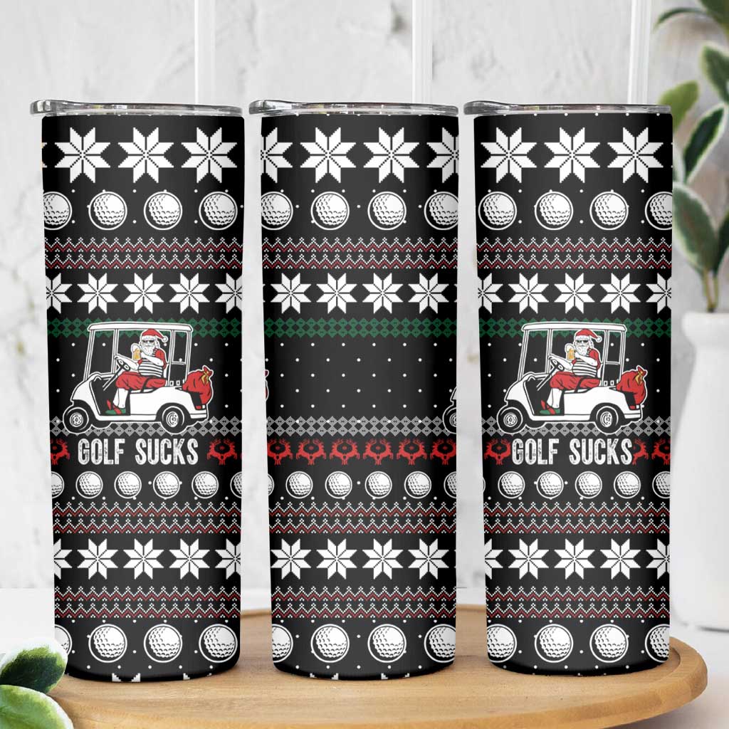 Golf Sucks Christmas Skinny Tumbler Xmas Holiday Patterns - Wonder Print Shop