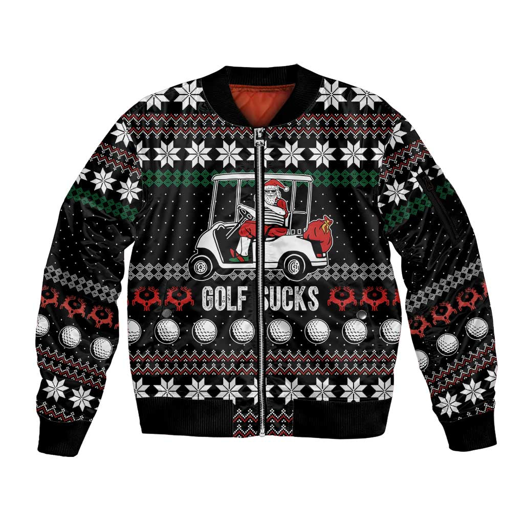 Golf Sucks Christmas Sleeve Zip Bomber Jacket Xmas Holiday Patterns - Wonder Print Shop