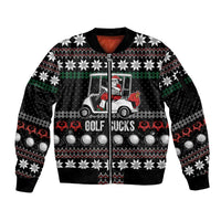 Golf Sucks Christmas Sleeve Zip Bomber Jacket Xmas Holiday Patterns - Wonder Print Shop