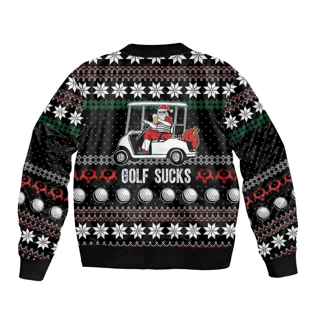 Golf Sucks Christmas Sleeve Zip Bomber Jacket Xmas Holiday Patterns - Wonder Print Shop