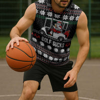 Golf Sucks Christmas Sleeveless Hoodie Xmas Holiday Patterns - Wonder Print Shop