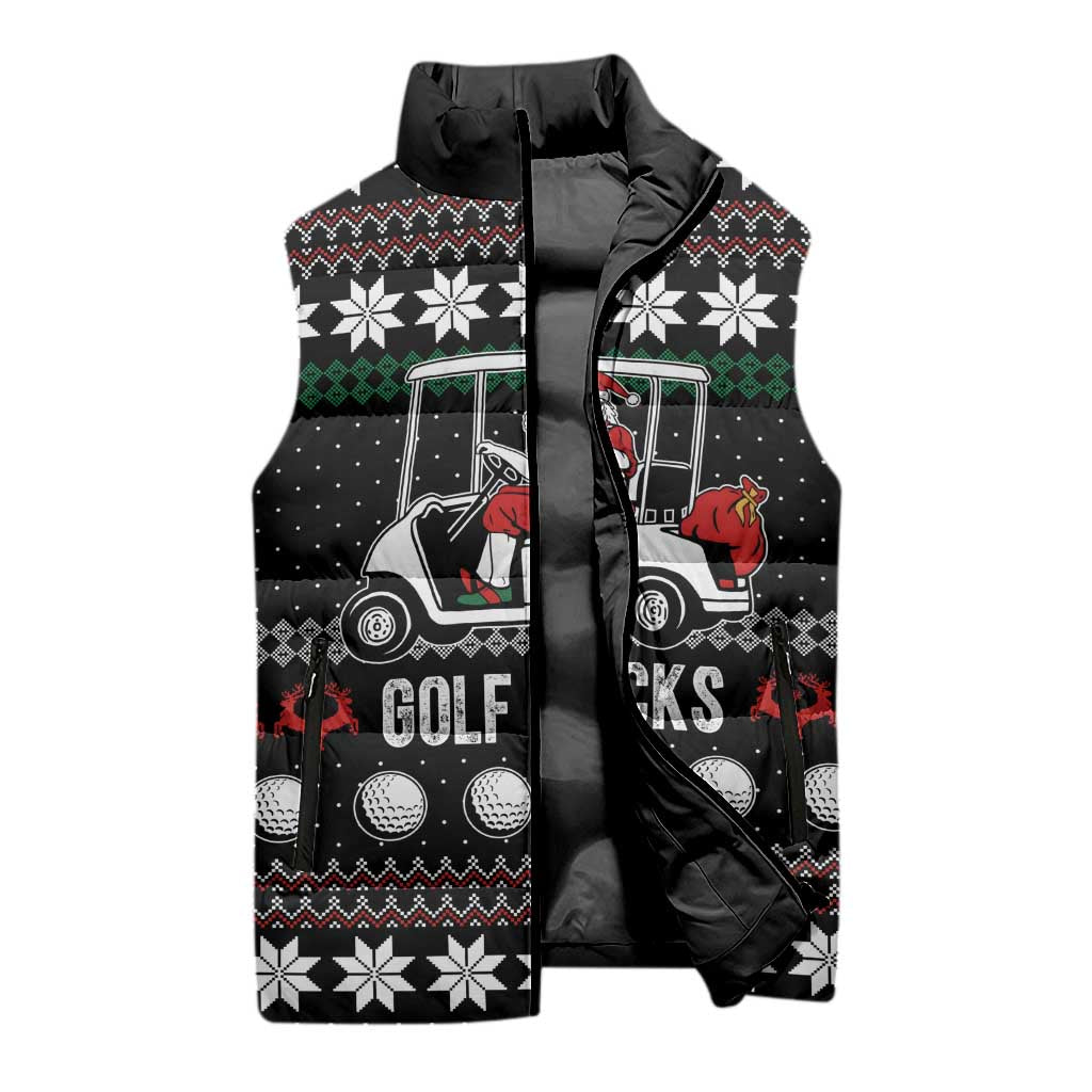 Golf Sucks Christmas Sleeveless Puffer Jacket Xmas Holiday Patterns - Wonder Print Shop