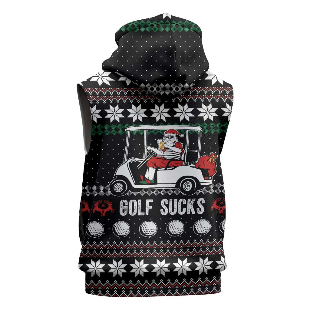 Golf Sucks Christmas Sleeveless Zip Hoodie Xmas Holiday Patterns - Wonder Print Shop
