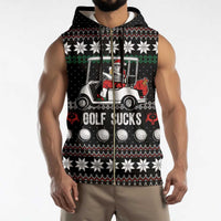 Golf Sucks Christmas Sleeveless Zip Hoodie Xmas Holiday Patterns - Wonder Print Shop