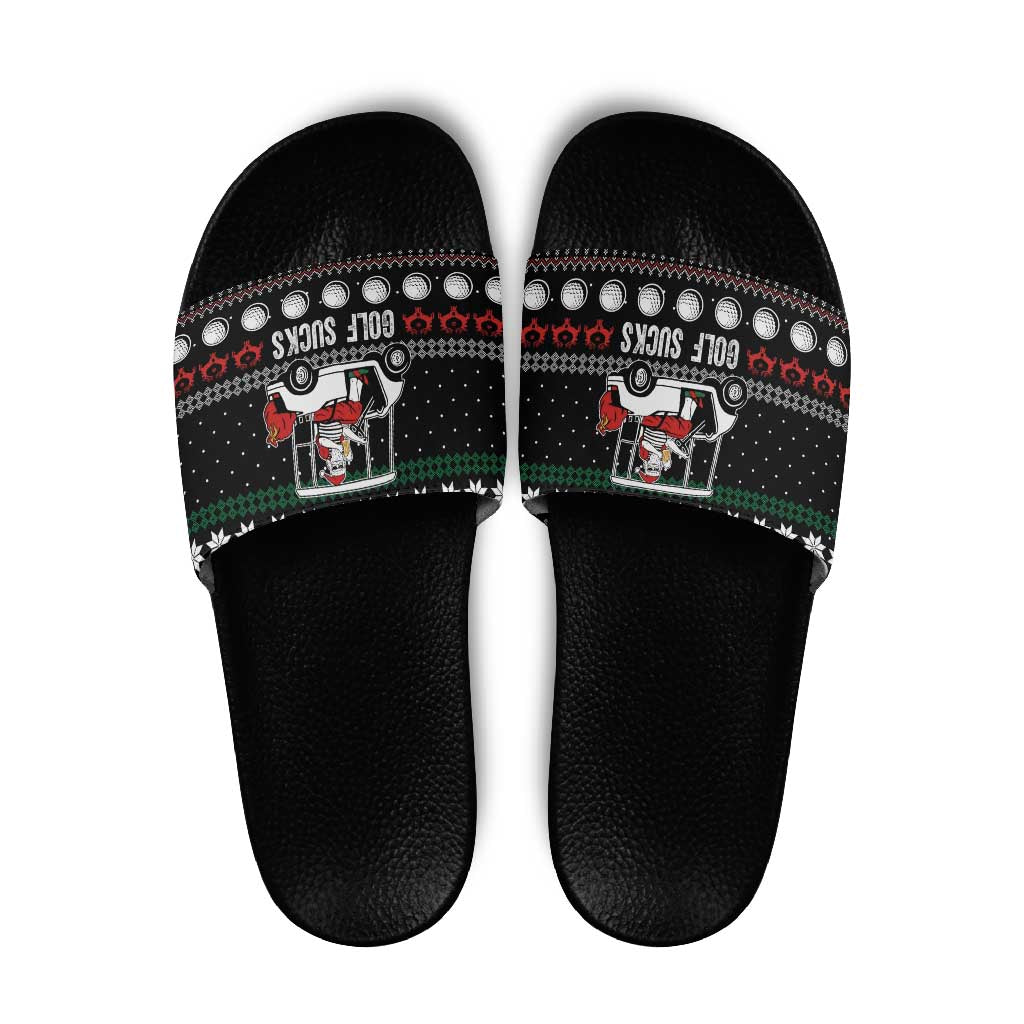 Golf Sucks Christmas Slide Sandals Xmas Holiday Patterns - Wonder Print Shop