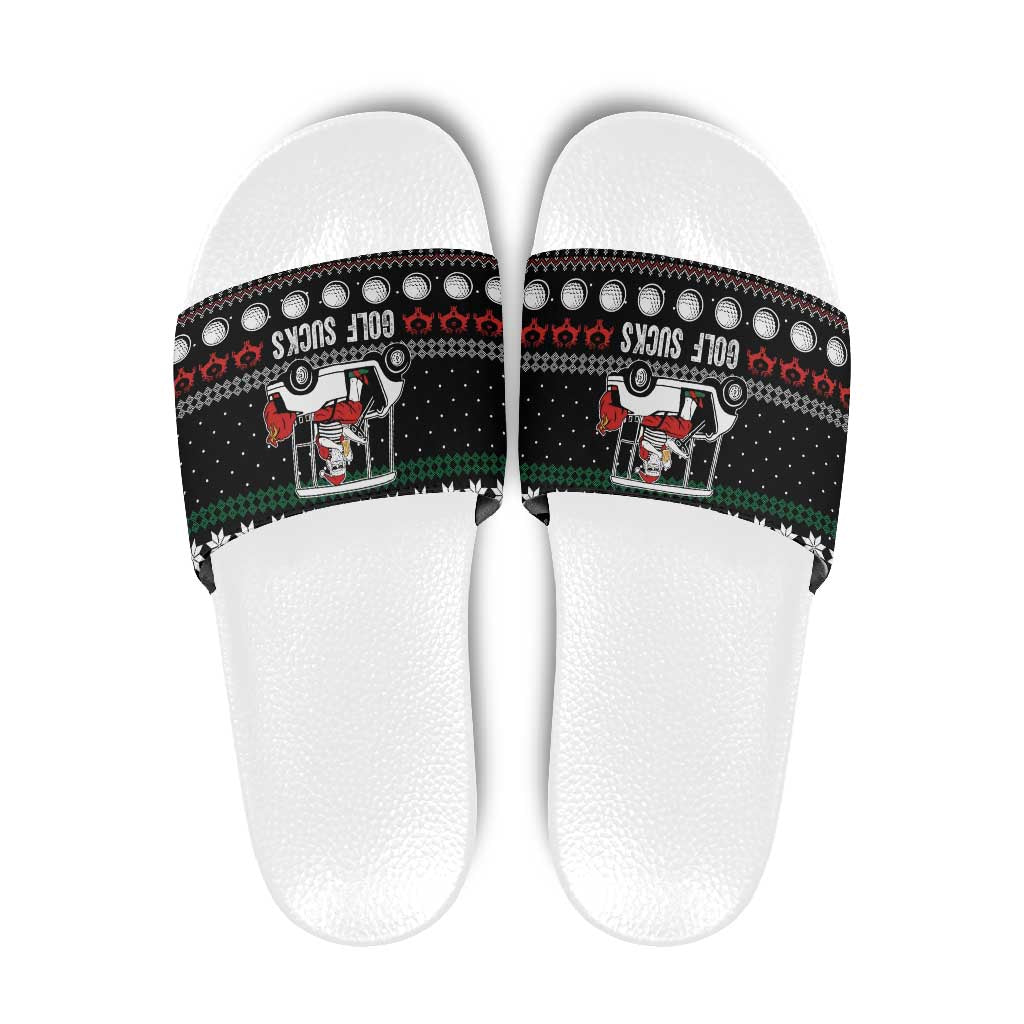 Golf Sucks Christmas Slide Sandals Xmas Holiday Patterns - Wonder Print Shop