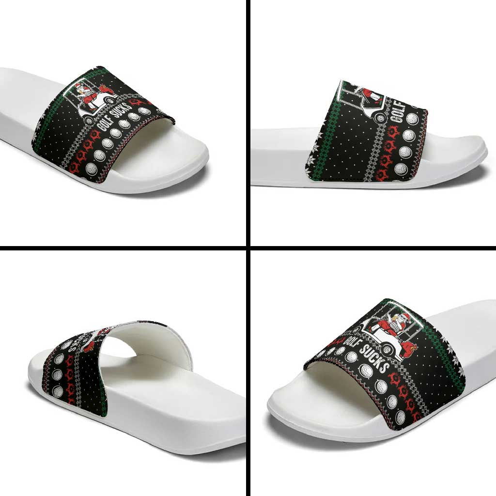 Golf Sucks Christmas Slide Sandals Xmas Holiday Patterns - Wonder Print Shop