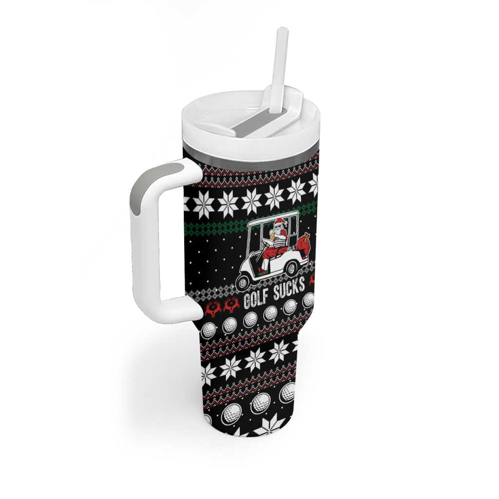 Golf Sucks Christmas Tumbler With Handle Xmas Holiday Patterns - Wonder Print Shop