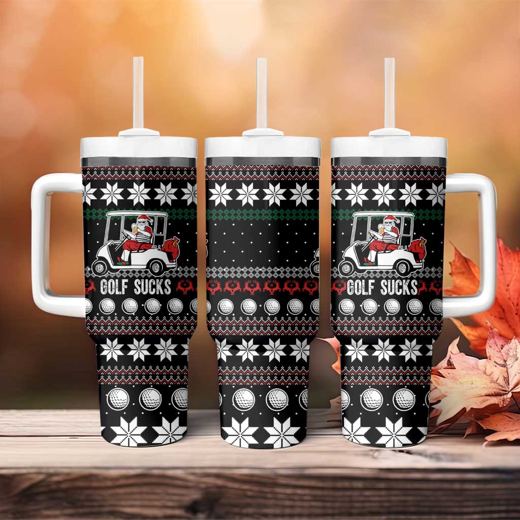 Golf Sucks Christmas Tumbler With Handle Xmas Holiday Patterns - Wonder Print Shop