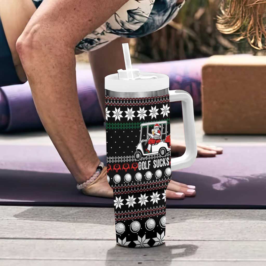 Golf Sucks Christmas Tumbler With Handle Xmas Holiday Patterns - Wonder Print Shop