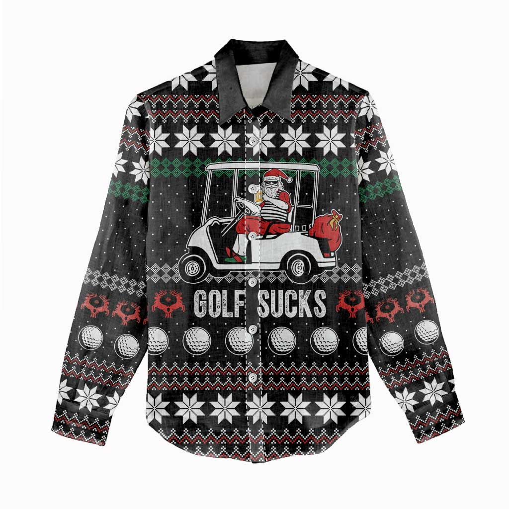 Golf Sucks Christmas Women Casual Shirt Xmas Holiday Patterns - Wonder Print Shop