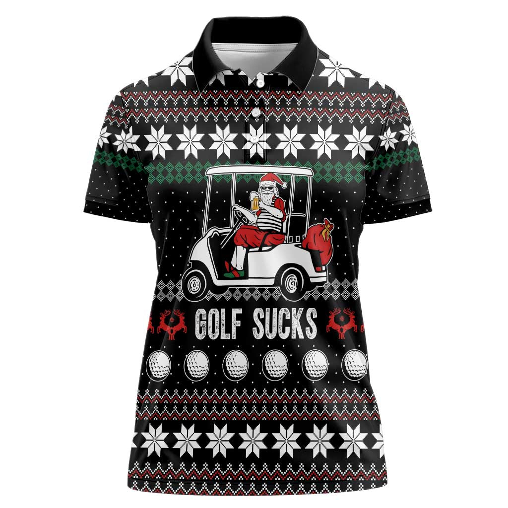 Golf Sucks Christmas Women Polo Shirt Xmas Holiday Patterns - Wonder Print Shop