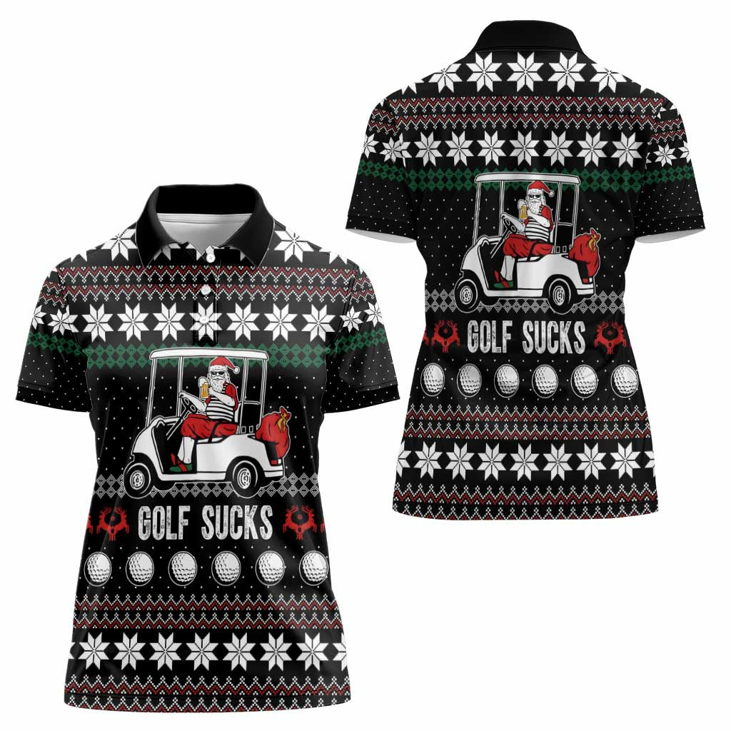 Golf Sucks Christmas Women Polo Shirt Xmas Holiday Patterns - Wonder Print Shop
