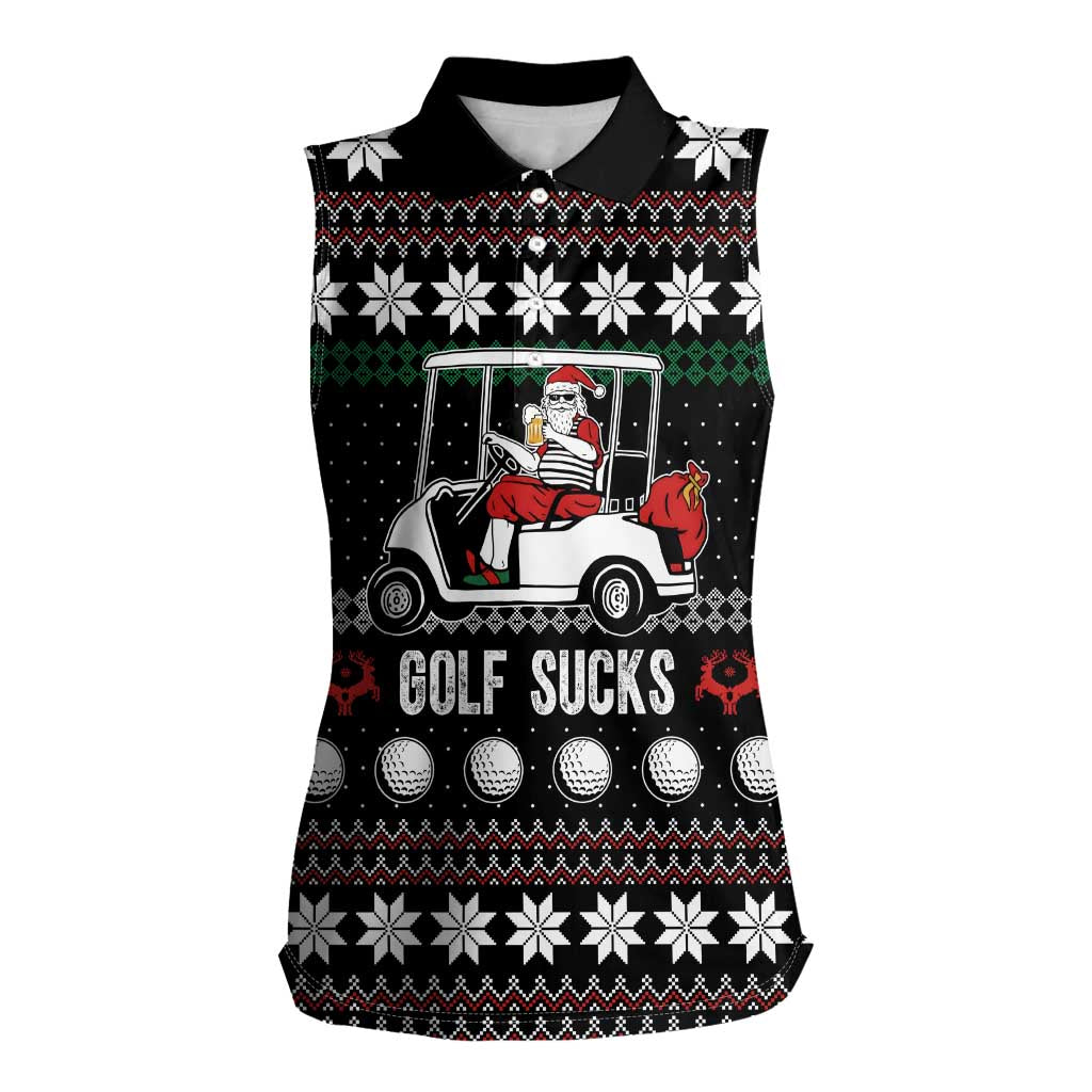 Golf Sucks Christmas Women Sleeveless Polo Shirt Xmas Holiday Patterns - Wonder Print Shop