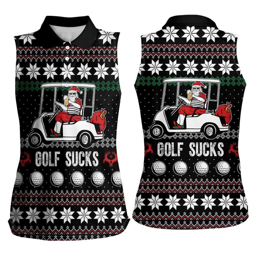 Golf Sucks Christmas Women Sleeveless Polo Shirt Xmas Holiday Patterns - Wonder Print Shop