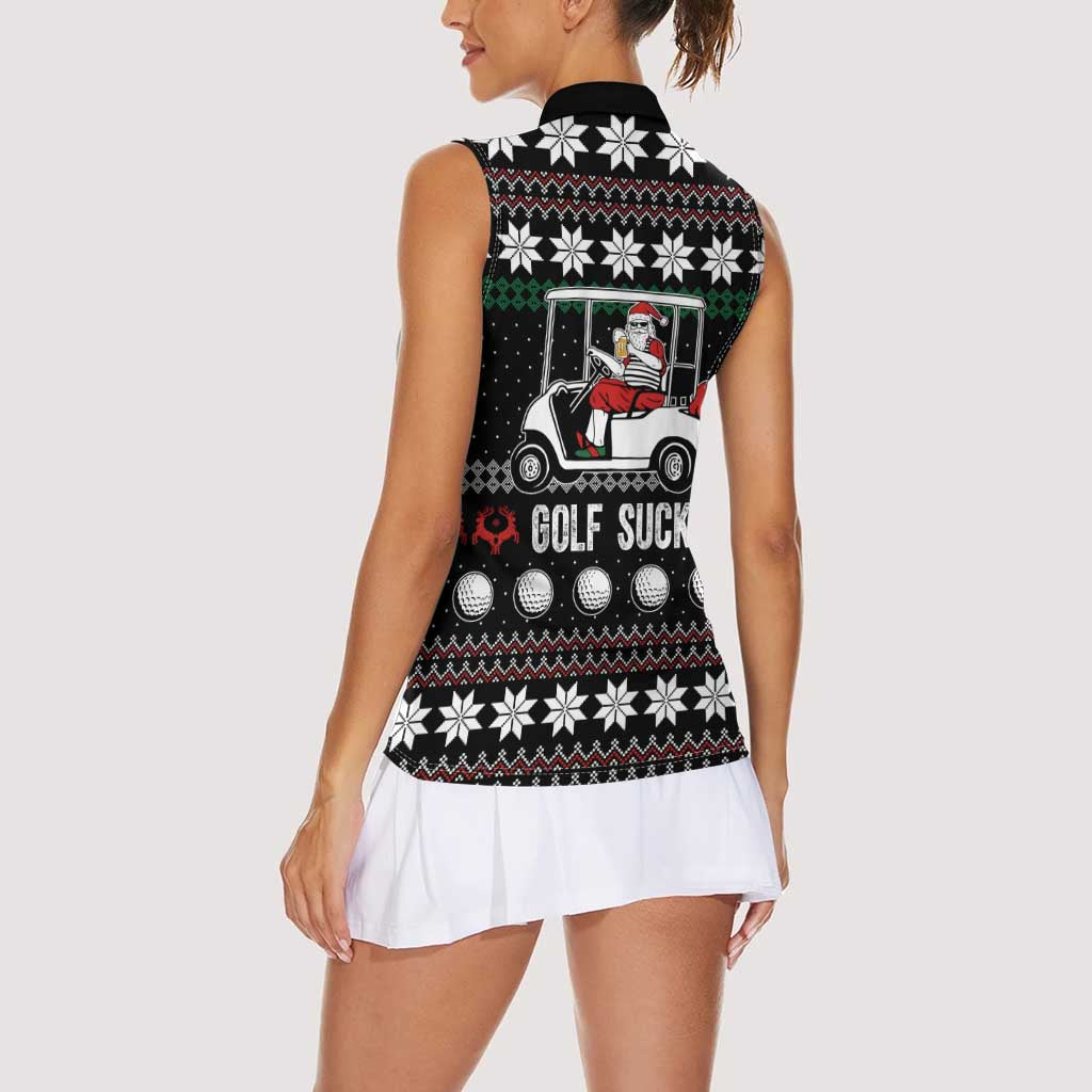 Golf Sucks Christmas Women Sleeveless Polo Shirt Xmas Holiday Patterns - Wonder Print Shop