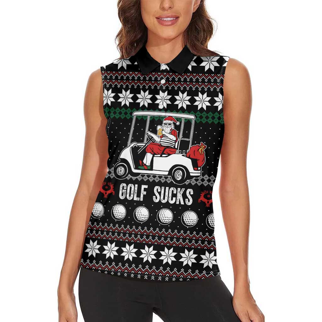Golf Sucks Christmas Women Sleeveless Polo Shirt Xmas Holiday Patterns - Wonder Print Shop