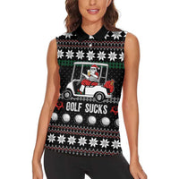 Golf Sucks Christmas Women Sleeveless Polo Shirt Xmas Holiday Patterns - Wonder Print Shop