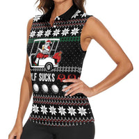 Golf Sucks Christmas Women Sleeveless Polo Shirt Xmas Holiday Patterns - Wonder Print Shop