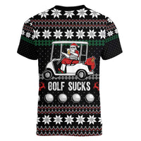 Golf Sucks Christmas Women V-Neck T-Shirt Xmas Holiday Patterns - Wonder Print Shop