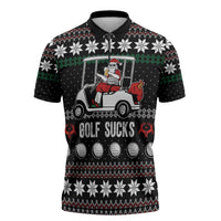 Golf Sucks Christmas Zipper Polo Shirt Xmas Holiday Patterns - Wonder Print Shop