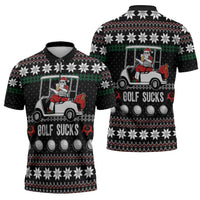 Golf Sucks Christmas Zipper Polo Shirt Xmas Holiday Patterns - Wonder Print Shop