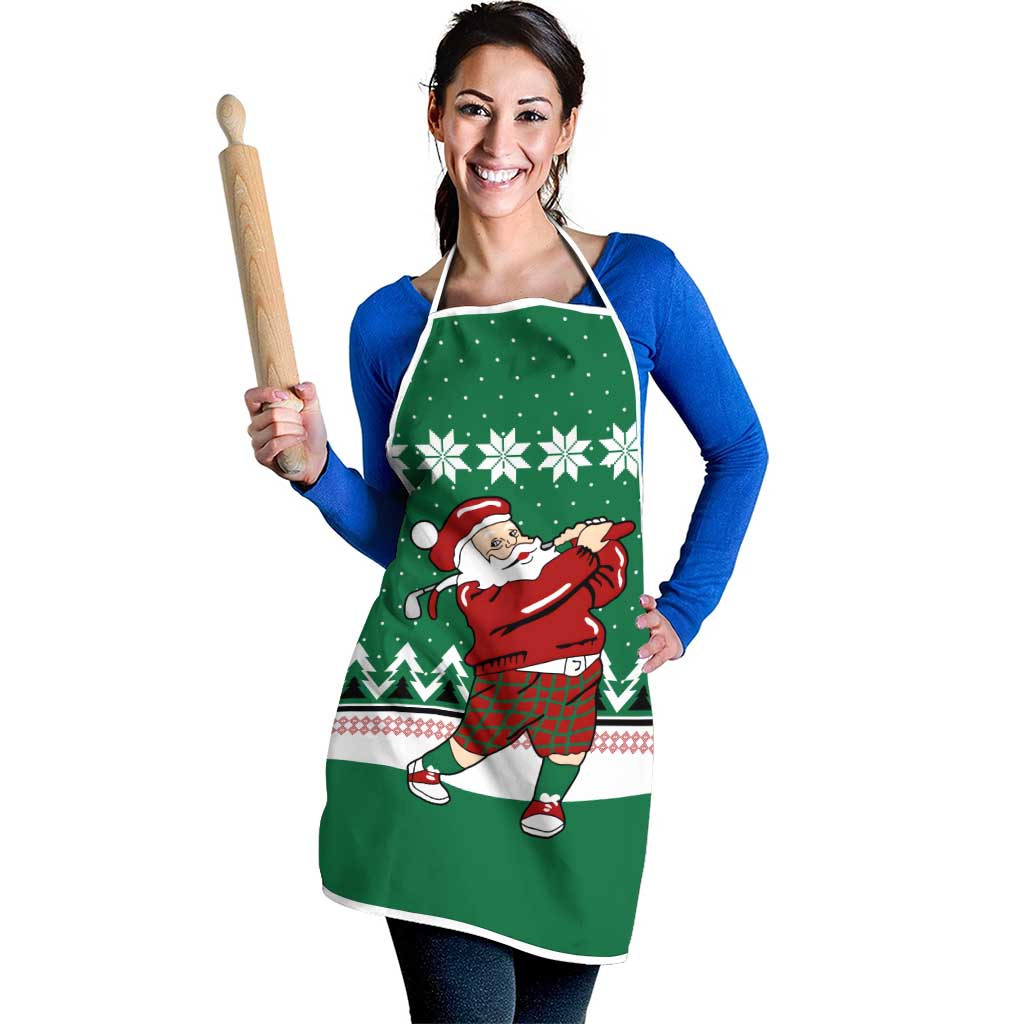 Golfer Santa Christmas Apron Xmas Holiday Patterns - Wonder Print Shop