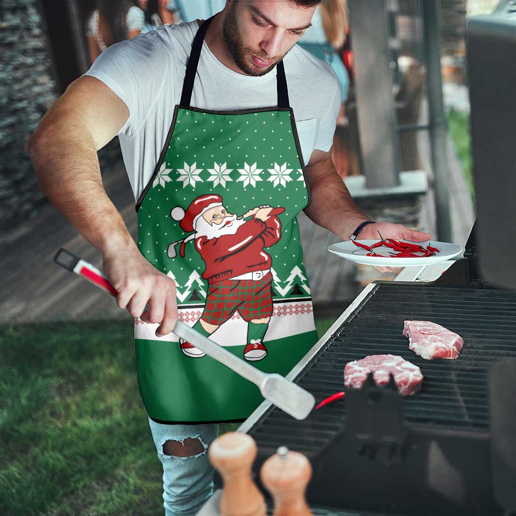 Golfer Santa Christmas Apron Xmas Holiday Patterns - Wonder Print Shop