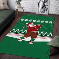 Golfer Santa Christmas Area Rug Xmas Holiday Patterns - Wonder Print Shop