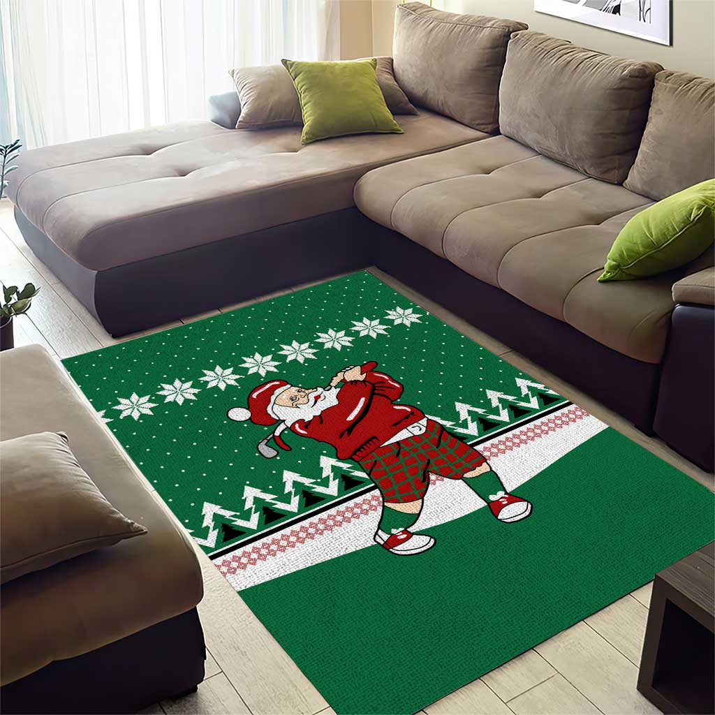 Golfer Santa Christmas Area Rug Xmas Holiday Patterns - Wonder Print Shop
