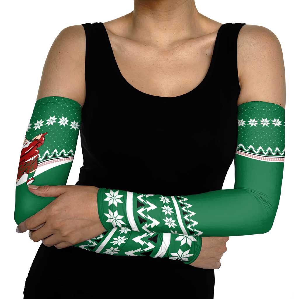 Golfer Santa Christmas Arm Sleeves Xmas Holiday Patterns - Wonder Print Shop