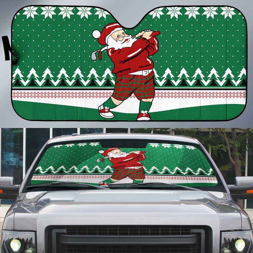 Golfer Santa Christmas Auto Sun Shade Xmas Holiday Patterns - Wonder Print Shop