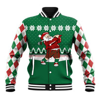 Golfer Santa Christmas Baseball Jacket Xmas Holiday Patterns - Wonder Print Shop