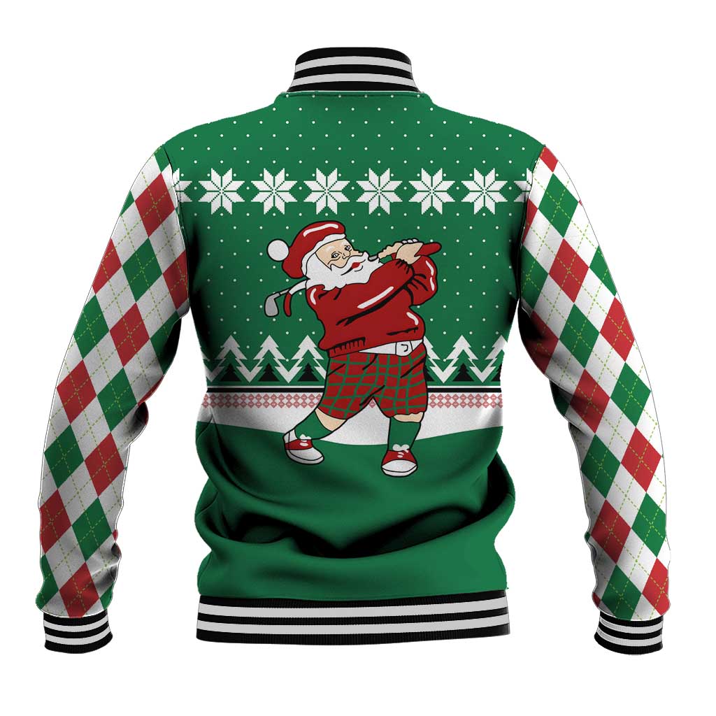 Golfer Santa Christmas Baseball Jacket Xmas Holiday Patterns - Wonder Print Shop