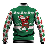 Golfer Santa Christmas Baseball Jacket Xmas Holiday Patterns - Wonder Print Shop