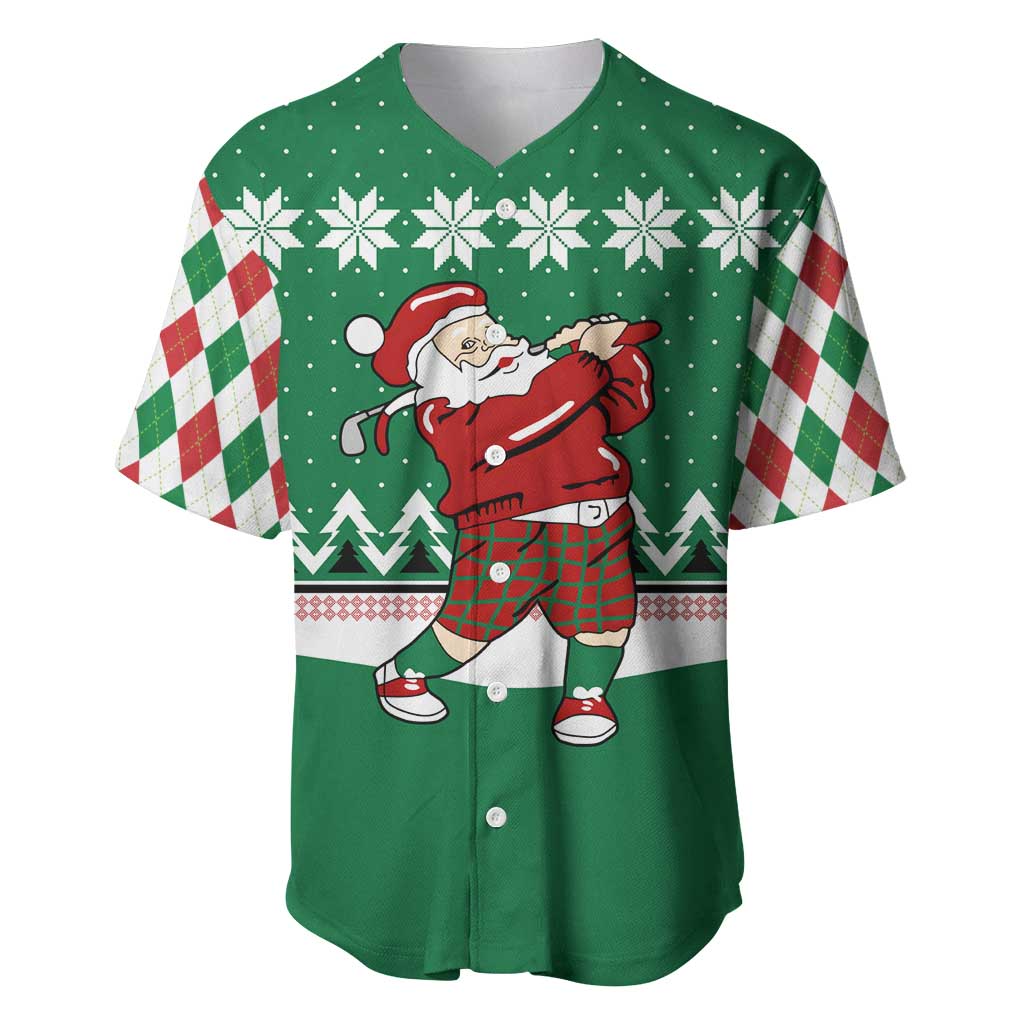 Golfer Santa Christmas Baseball Jersey Xmas Holiday Patterns - Wonder Print Shop